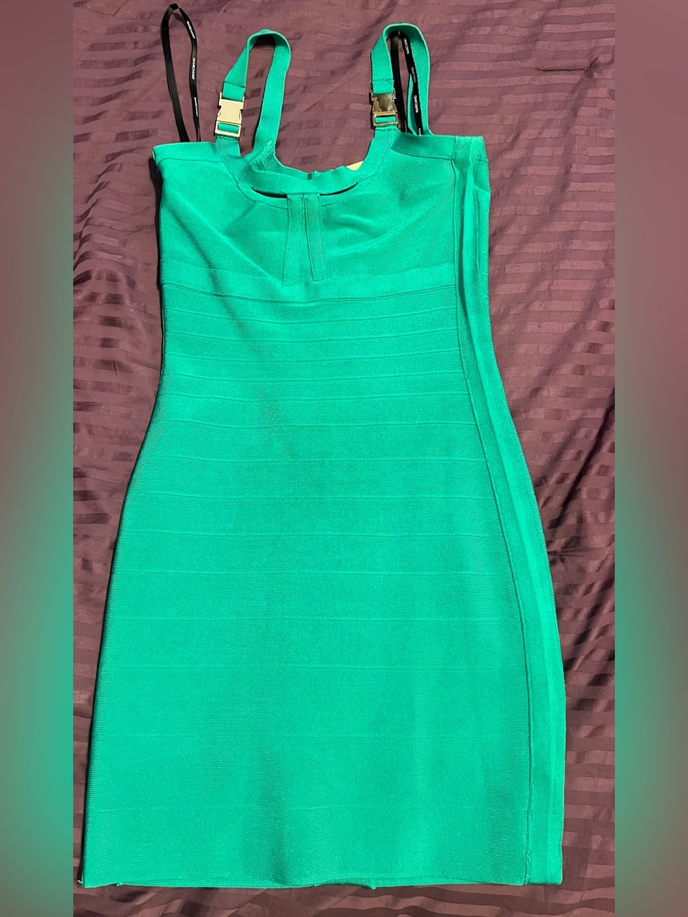 Green bandage Dress with Gold Accent Straps